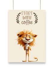 Lion with Coffee | Cool - Poster | 10